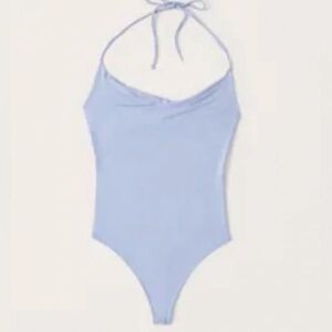 Abercrombie & Fitch Cowl Neck Blue Bodysuit Small